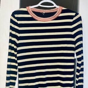 Striped Navy and Cream Women's Top